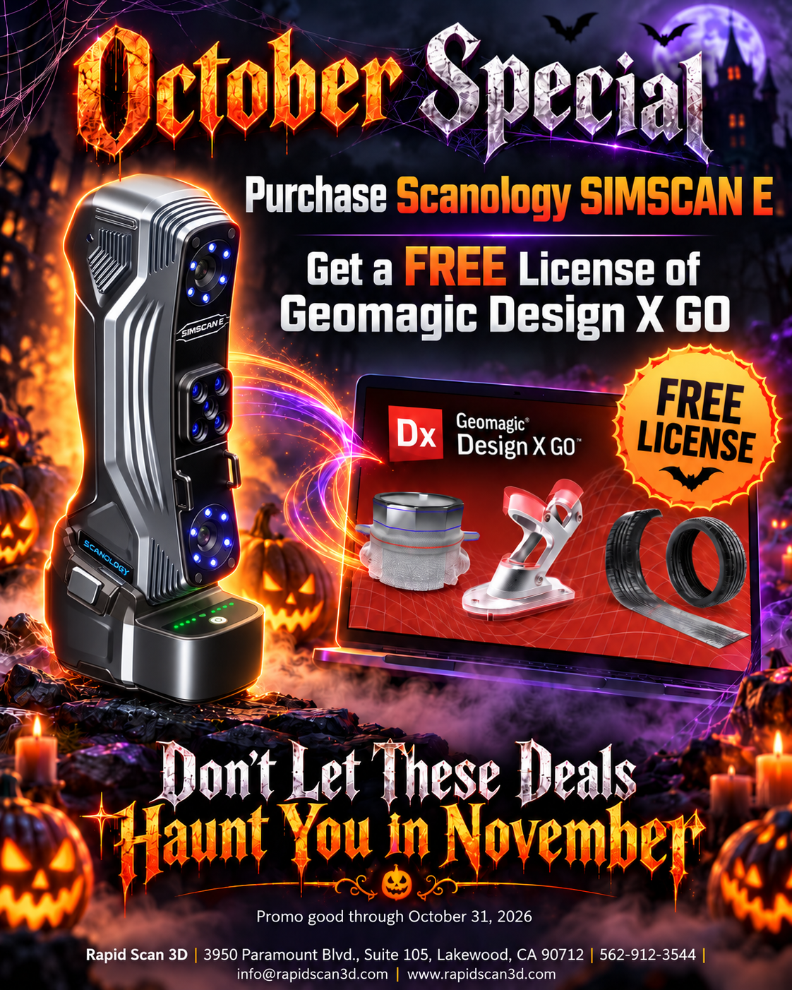 🎃 October Special – Scanology SIMSCAN-E & a FREE License of Geomagic Design X GO Software👻